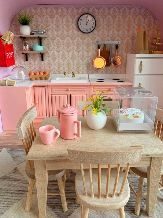 Handmade Retro Pink Kitchen in a Paperboard Suitcase