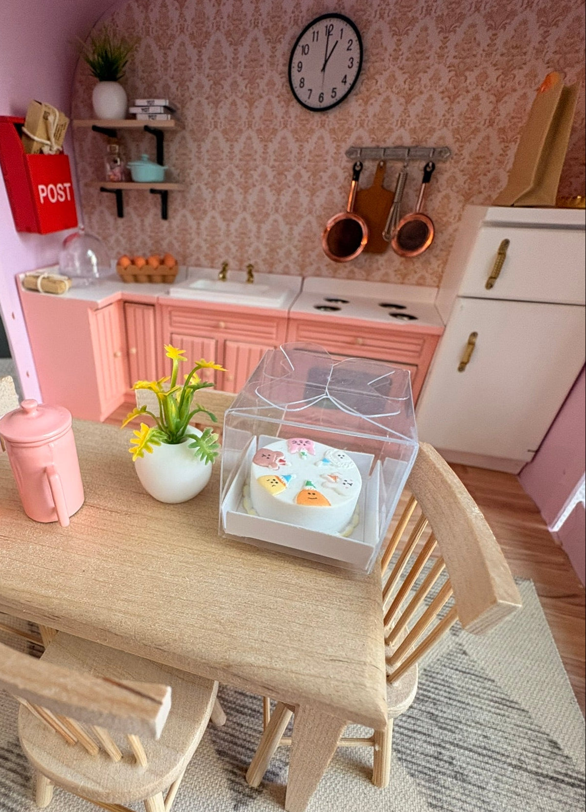 Handmade Retro Pink Kitchen in a Paperboard Suitcase
