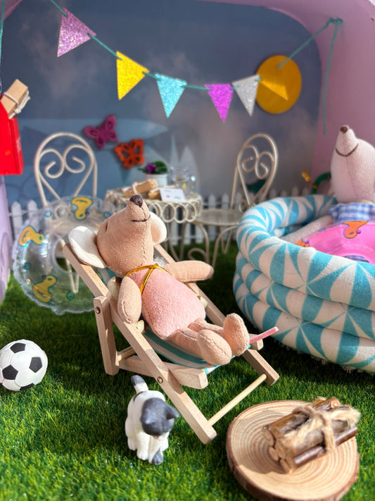 Summer Pastel Pool Retreat in a Large Paperboard Suitcase