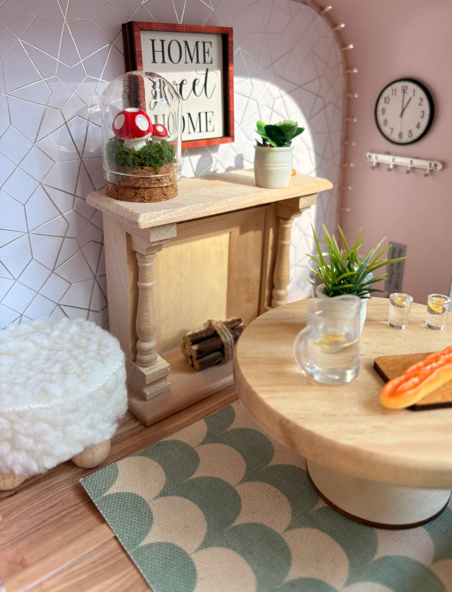Cozy Cottage Living Room Paperboard Suitcase Dollhouse