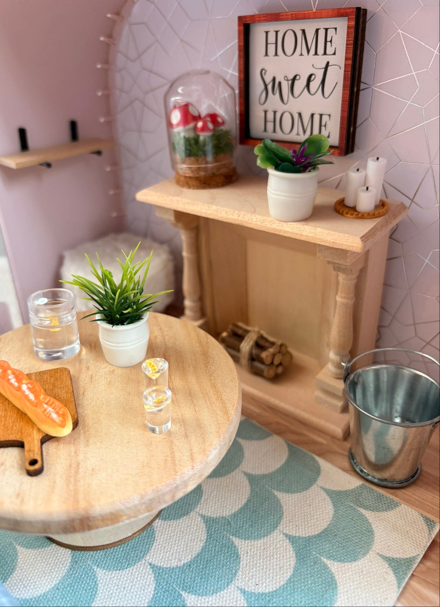 Cozy Cottage Living Room Paperboard Suitcase Dollhouse