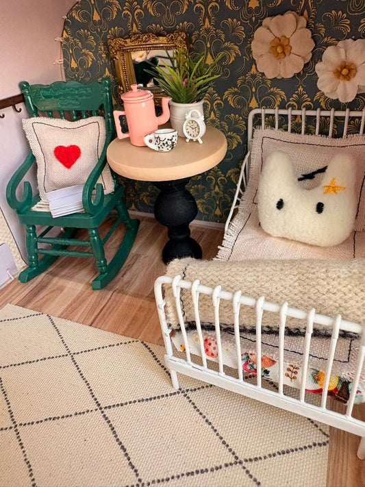 Vintage Cozy Bedroom Paperboard Suitcase Dollhouse