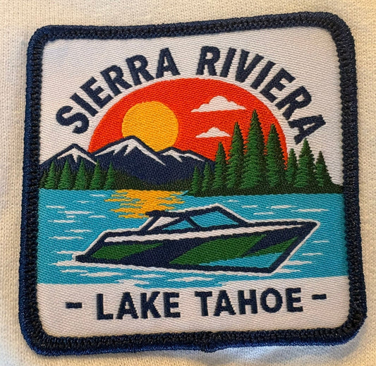 Lake Graphic Sweatshirt with Sierra Riviera Patch – Cozy Vintage Lake Tahoe Pullover