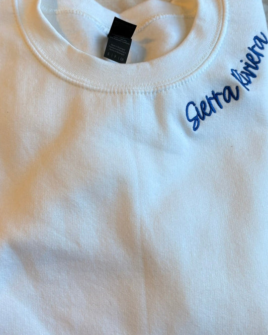 Sierra Riviera Embroidered Crewneck Sweatshirt – Minimal Lake Tahoe Pullover