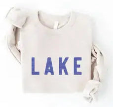 Lake Graphic Sweatshirt with Sierra Riviera Patch – Cozy Vintage Lake Tahoe Pullover